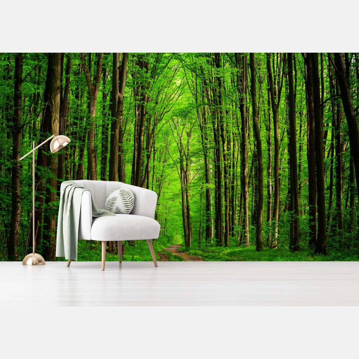 Fototapete üppiger grüner waldweg – Wallnifity®