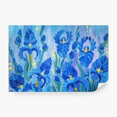 Fototapete lebendiger blauer iris-bund – Wallnifity®