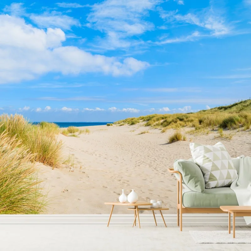 Fototapete ruhige dünen Sylt mit leuchtturm – Wallnifity®
