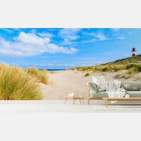 Fototapete ruhige dünen Sylt mit leuchtturm – Wallnifity®