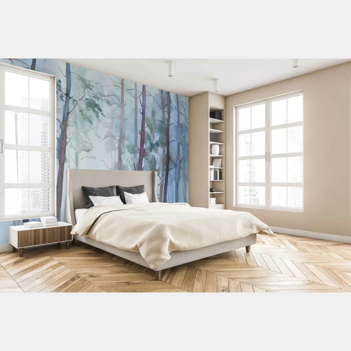 Fototapete nebliger aquarellwald – Wallnifity® Fototapete nebliger aquarellwald – Wallnifity®