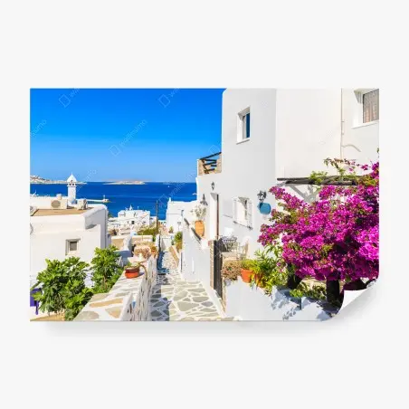 Fototapete sonnige gasse in Mykonos – Wallnifity®