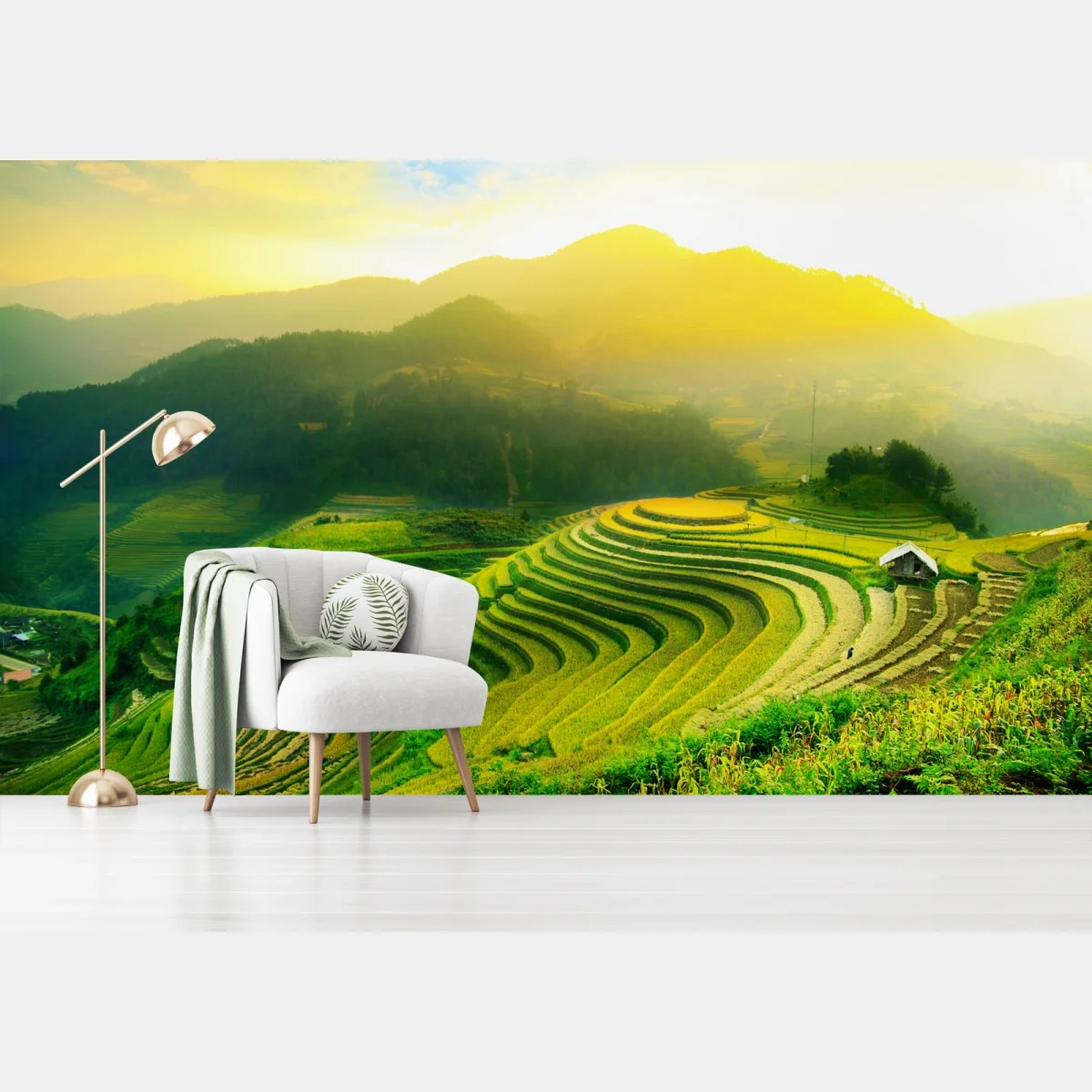 Fototapete goldene reisterrassen im morgenlicht – Wallnifity® Fototapete goldene reisterrassen im morgenlicht – Wallnifity®
