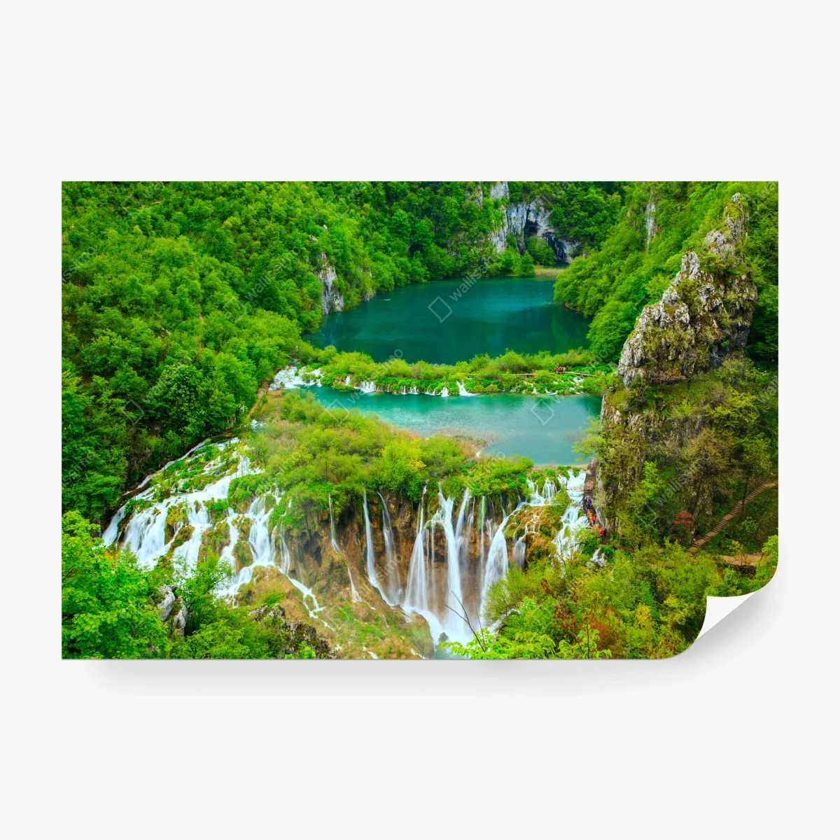 Fototapete üppiger wasserfall und türkise seen – Wallnifity® Fototapete üppiger wasserfall und türkise seen – Wallnifity®