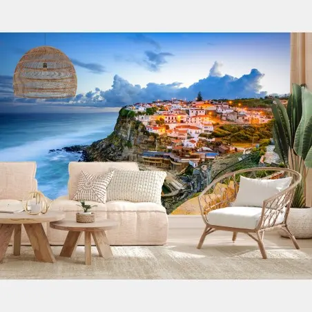 Fototapete Azenhas do Mar küstendorf auf der klippe, Portugal – Wallnifity®