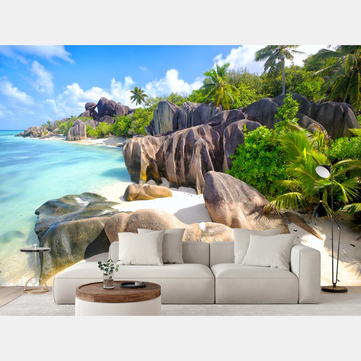 Fototapete Anse Source d'Argent, La Digue türkisfarbener strand – Wallnifity®