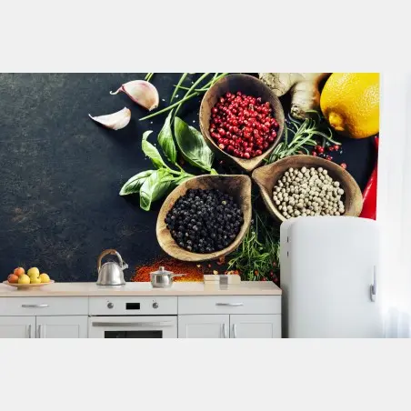 Fototapete lebendige gewürze und frische kräuter – Wallnifity®