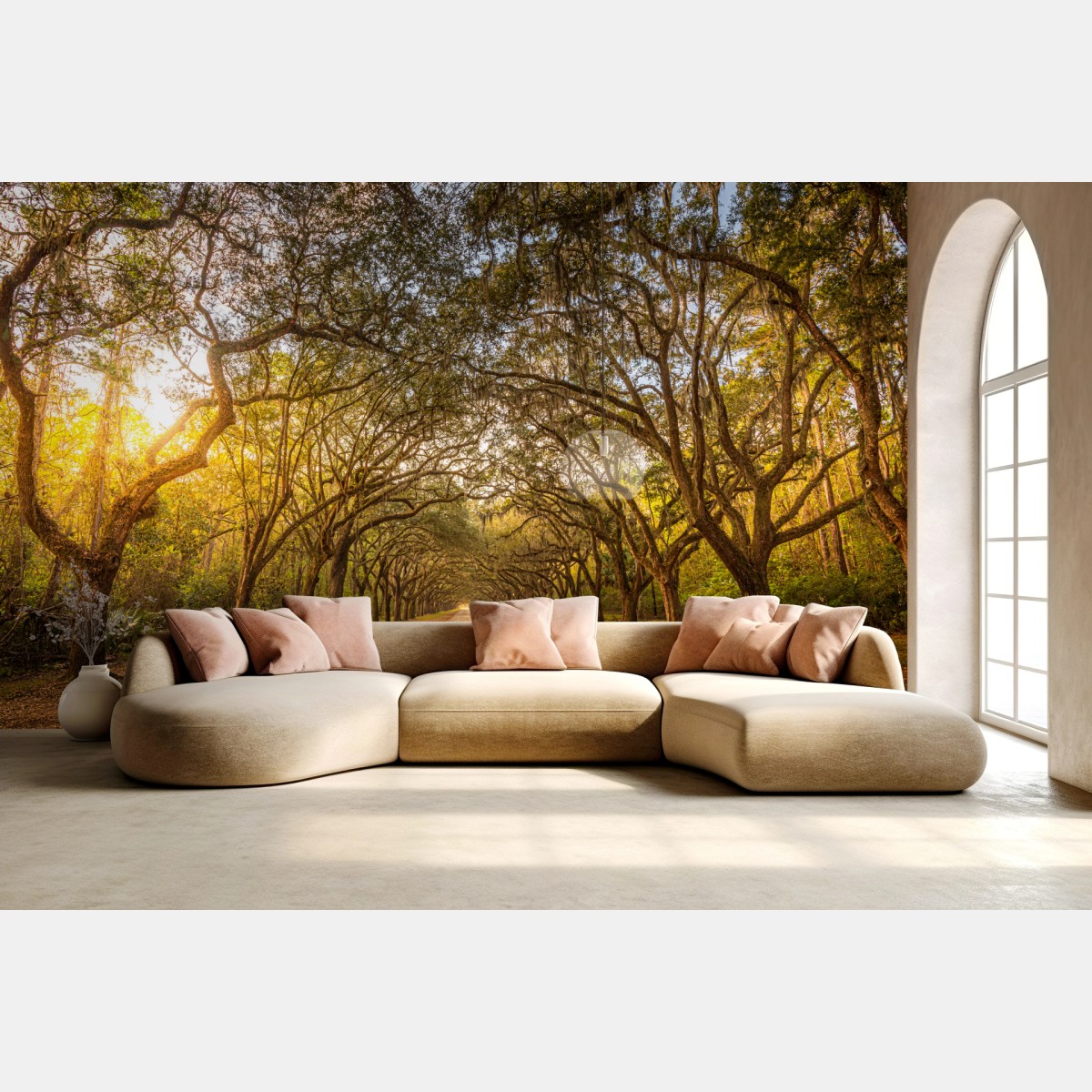 Fototapete sonnenbeschienene eichenallee bei Savannah – Wallnifity®