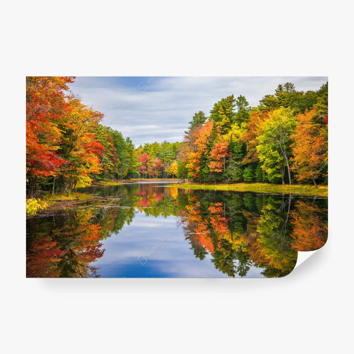 Fototapete herbstliche spiegelungen in Neuengland – Wallnifity®