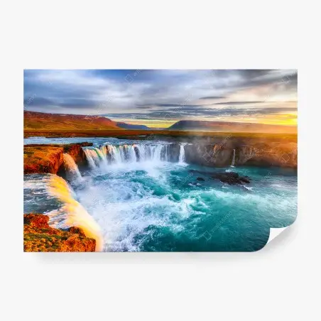 Fototapete Godafoss wasserfall bei sonnenaufgang – Wallnifity®
