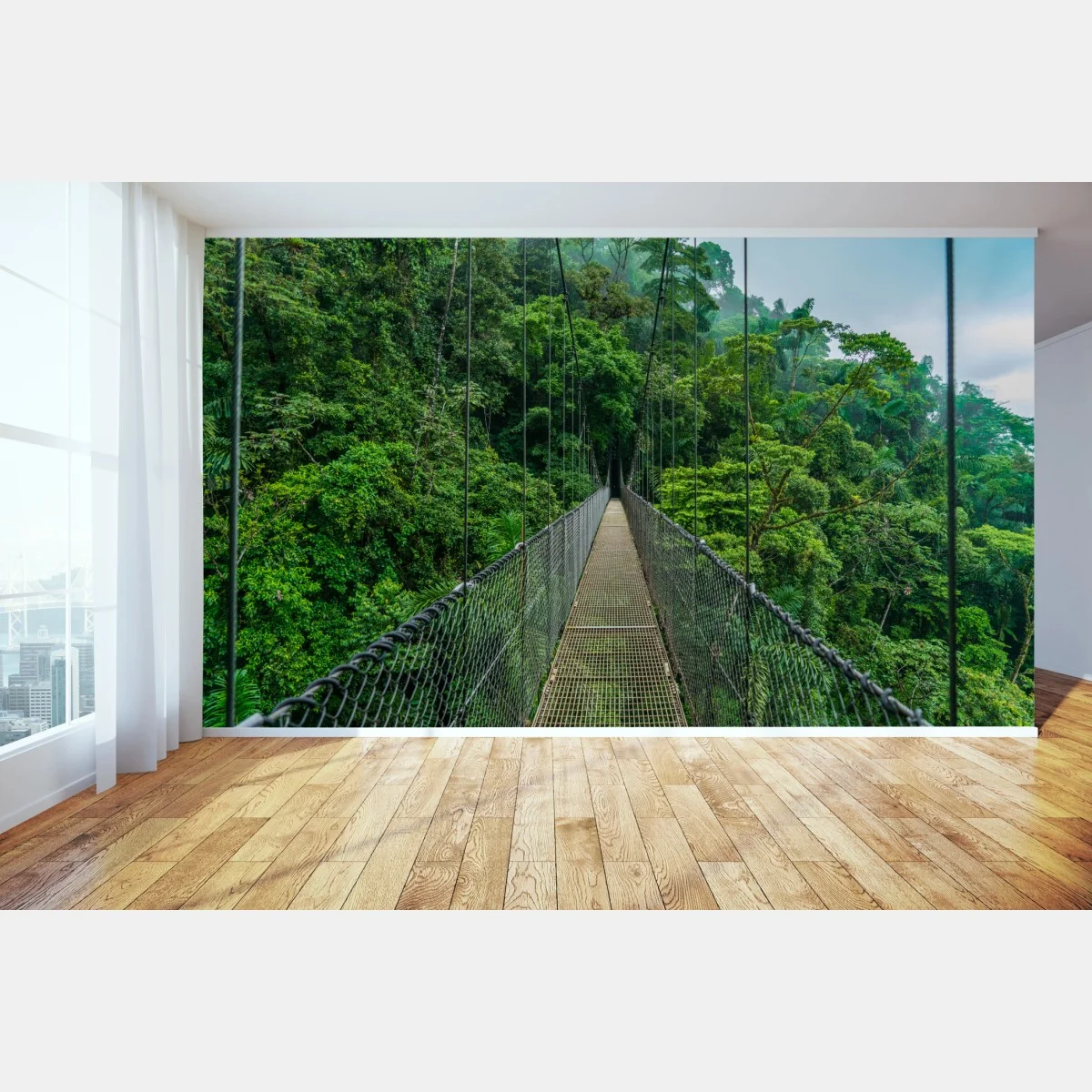 Fototapete hängende brücke im dichten dschungel – Wallnifity® Fototapete hängende brücke im dichten dschungel – Wallnifity®