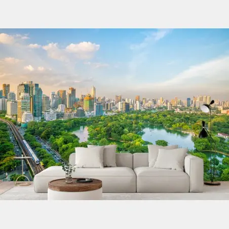Fototapete Bangkok skyline über dem Lumpini Park – Wallnifity®