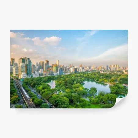 Fototapete Bangkok skyline über dem Lumpini Park – Wallnifity®