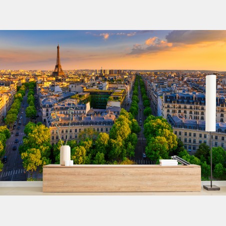 Fototapete sonnenuntergang über Paris mit Eiffelturm – Wallnifity®