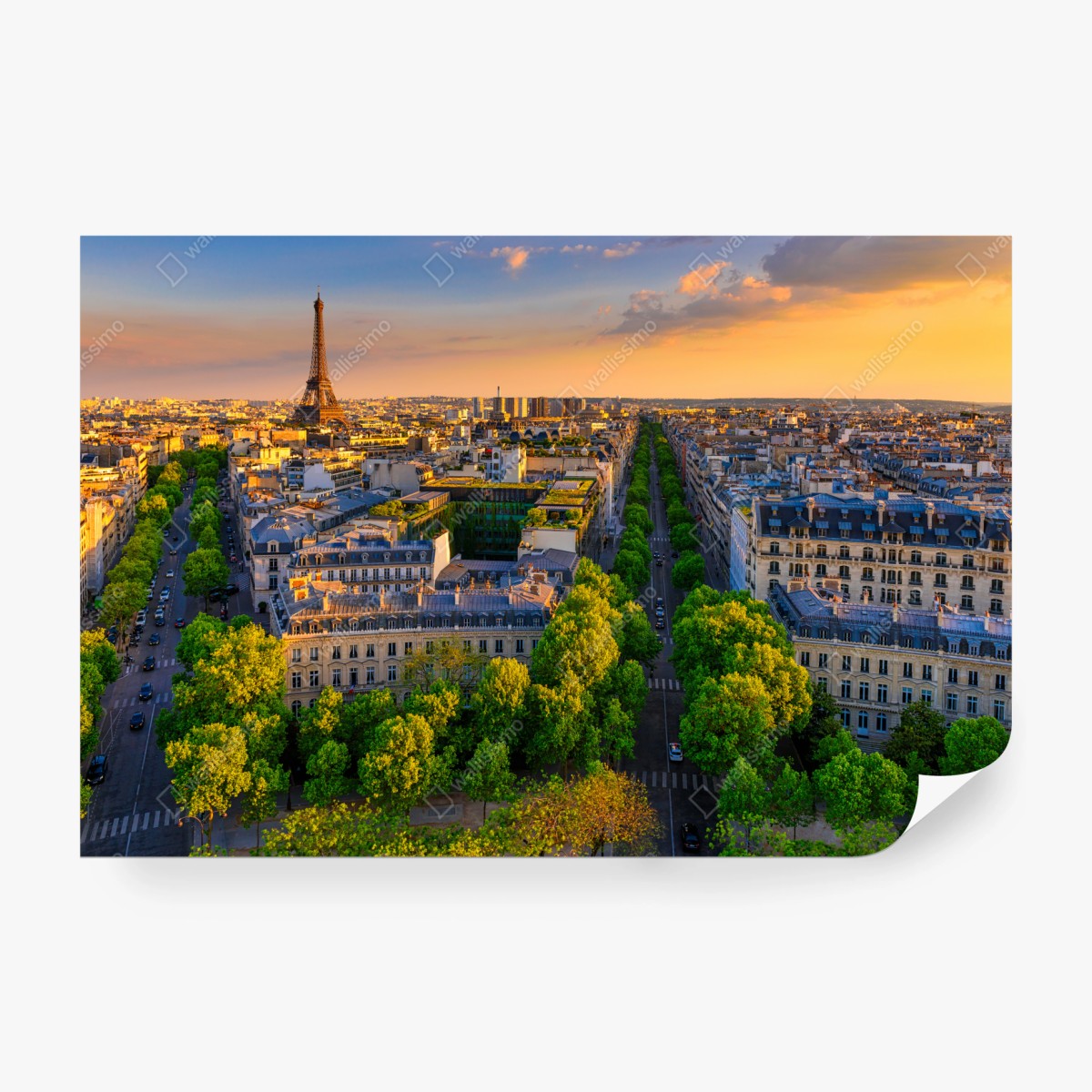 Fototapete sonnenuntergang über Paris mit Eiffelturm – Wallnifity®