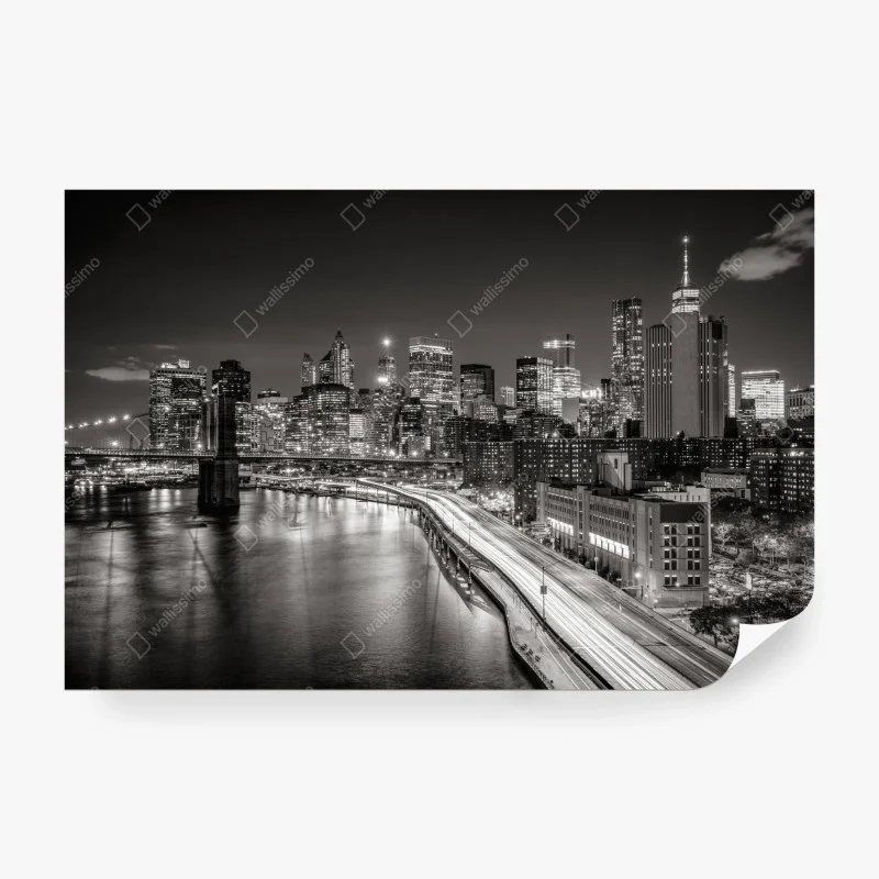 Fototapete monochrome stadtsilhouette bei nacht – Wallnifity® Fototapete monochrome stadtsilhouette bei nacht – Wallnifity®