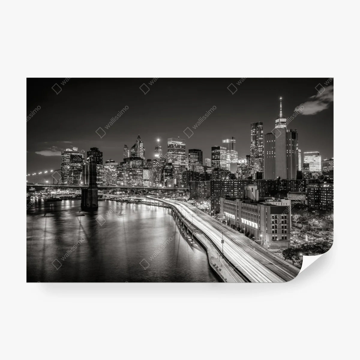 Fototapete monochrome stadtsilhouette bei nacht – Wallnifity® Fototapete monochrome stadtsilhouette bei nacht – Wallnifity®