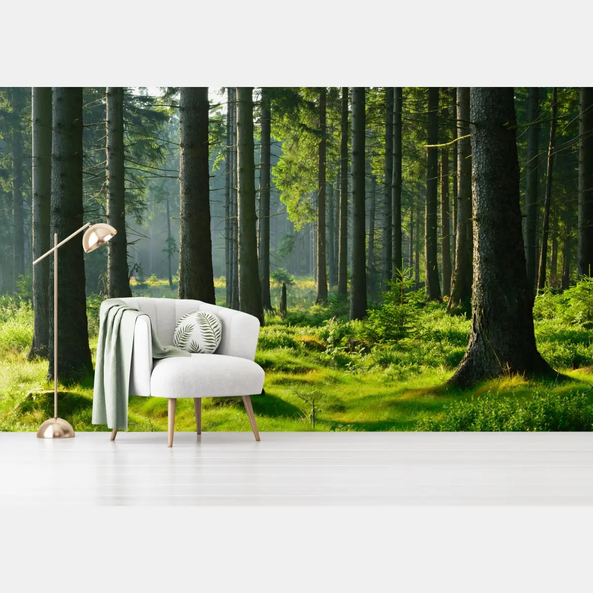 Fototapete sonnige grüne lichtung im wald – Wallnifity®