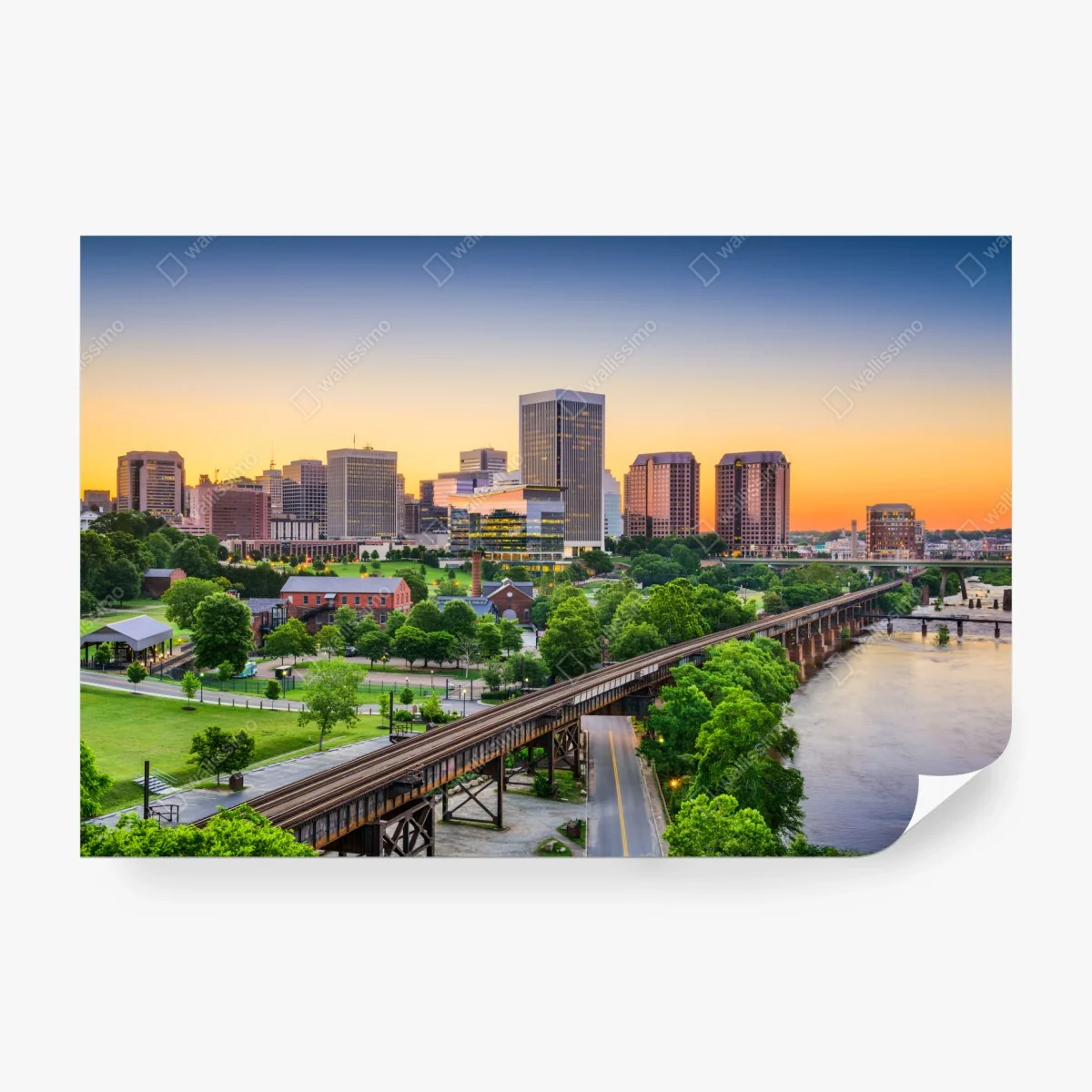 Fototapete Richmond skyline bei sonnenuntergang – Wallnifity® Fototapete Richmond skyline bei sonnenuntergang – Wallnifity®