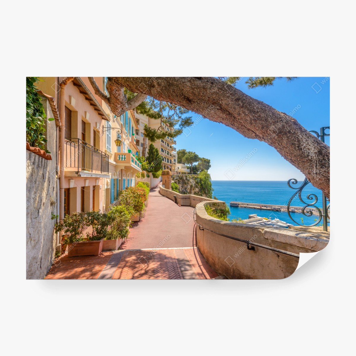 Fototapete Monaco küstenpromenade mit meerblick – Wallnifity®