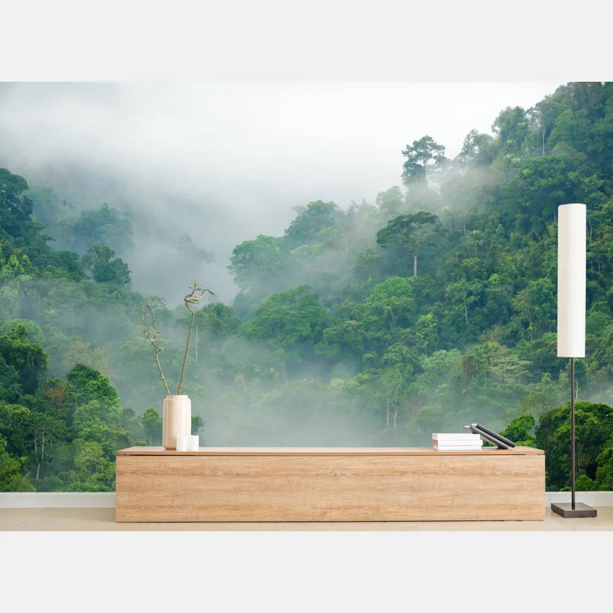 Fototapete morgendlicher nebel über Kaeng Krachan – Wallnifity® Fototapete morgendlicher nebel über Kaeng Krachan – Wallnifity®