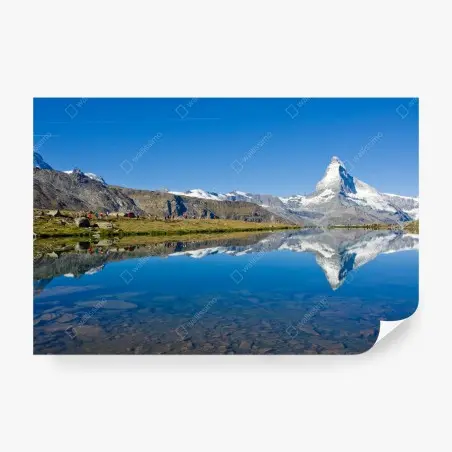 Fototapete alpenberg spiegelung über stillem see – Wallnifity®