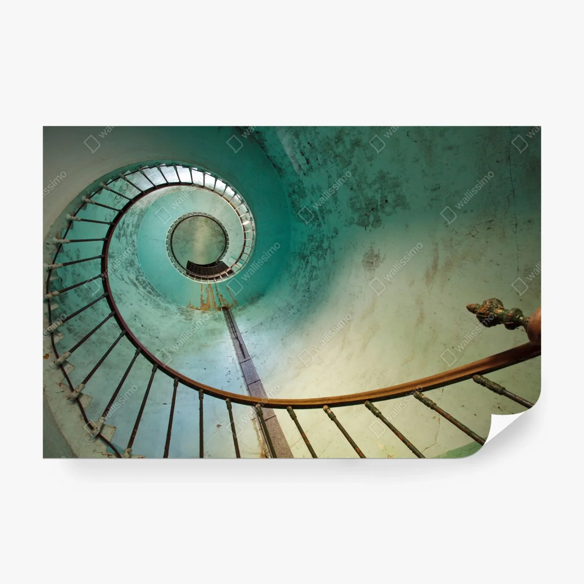 Fototapete türkise spiraltreppe in historischem treppenhaus – Wallnifity®