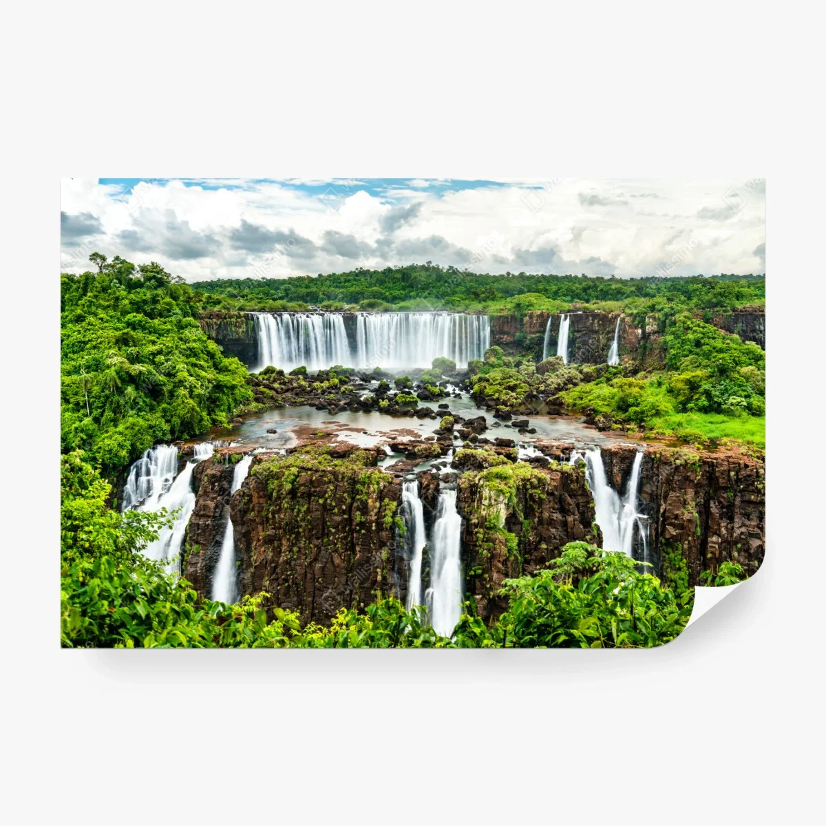 Fototapete panorama des üppigen grünen wasserfalls – Wallnifity®
