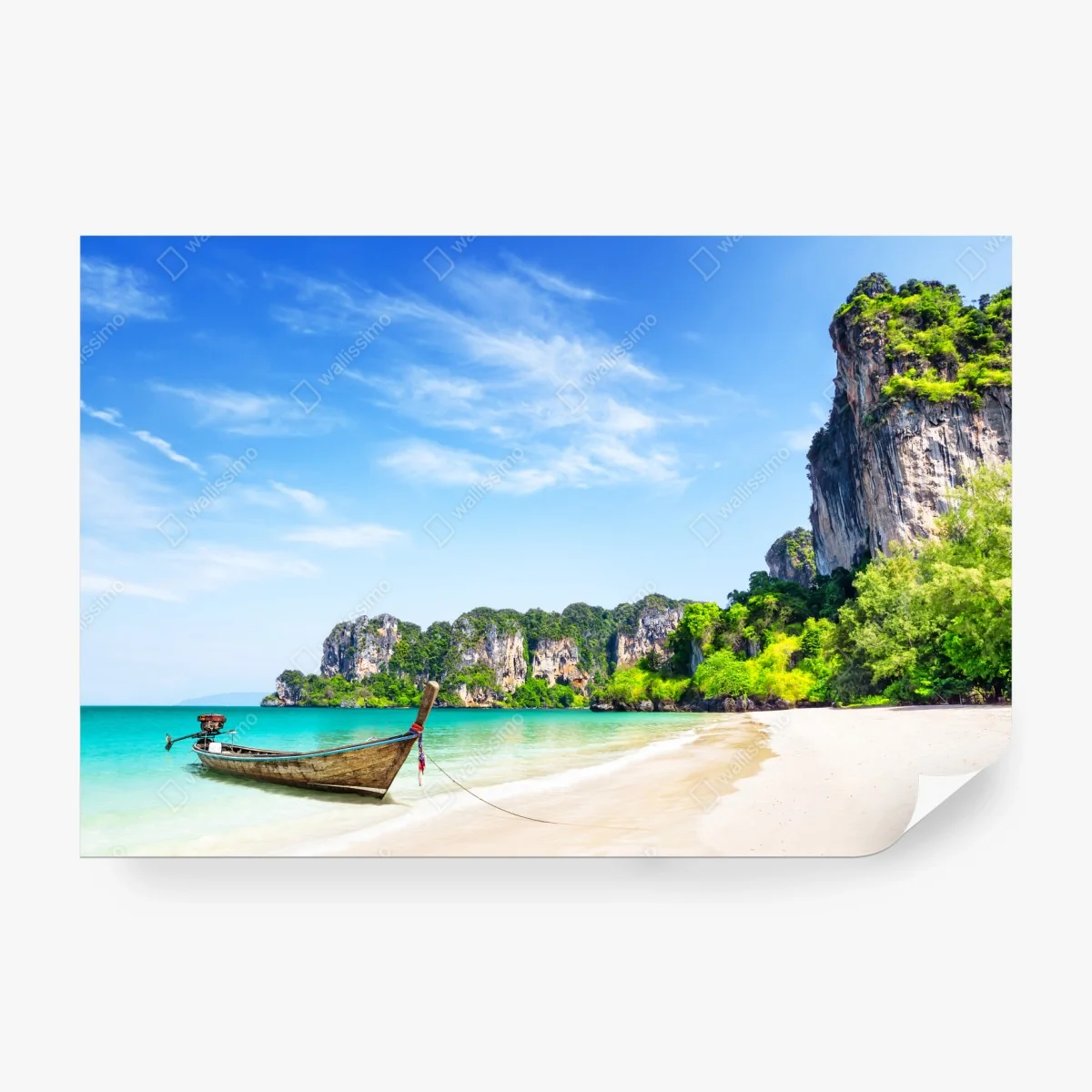 Fototapete longtail-boot am strand Railay, Thailand – Wallnifity® Fototapete longtail-boot am strand Railay, Thailand – Wallnifity®