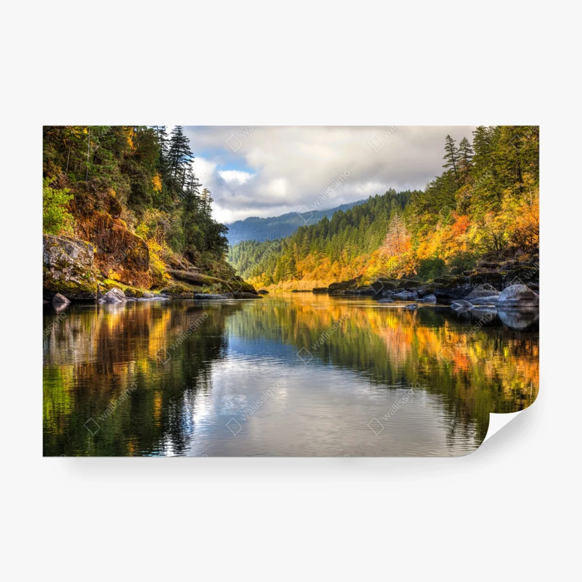 Fototapete Rogue River herbstliche spiegelungen – Wallnifity® Fototapete Rogue River herbstliche spiegelungen – Wallnifity®