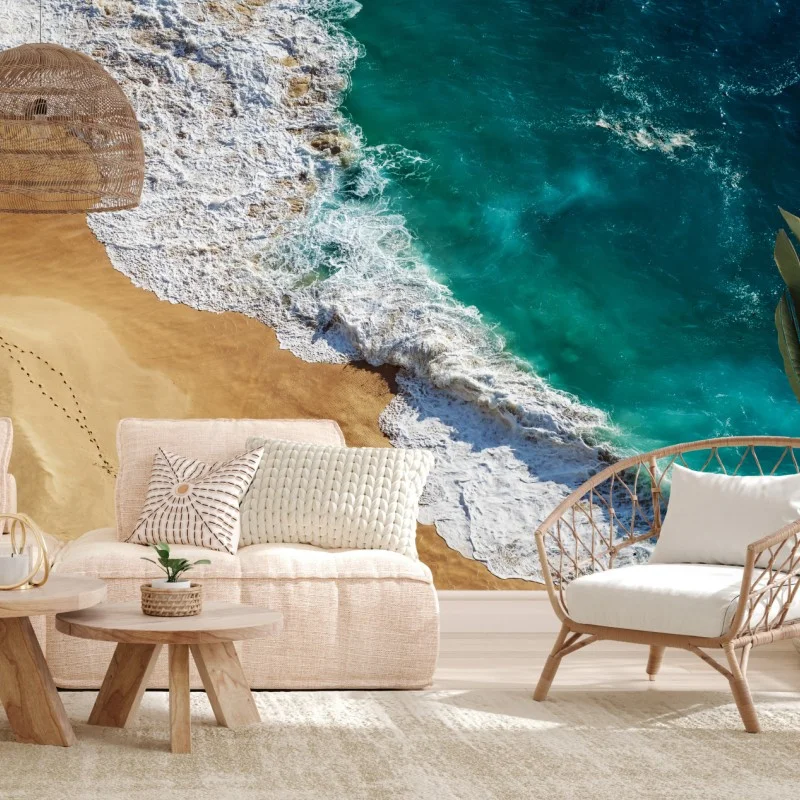 Fototapete türkisfarbene wellen am Kelingking Beach – Wallnifity®