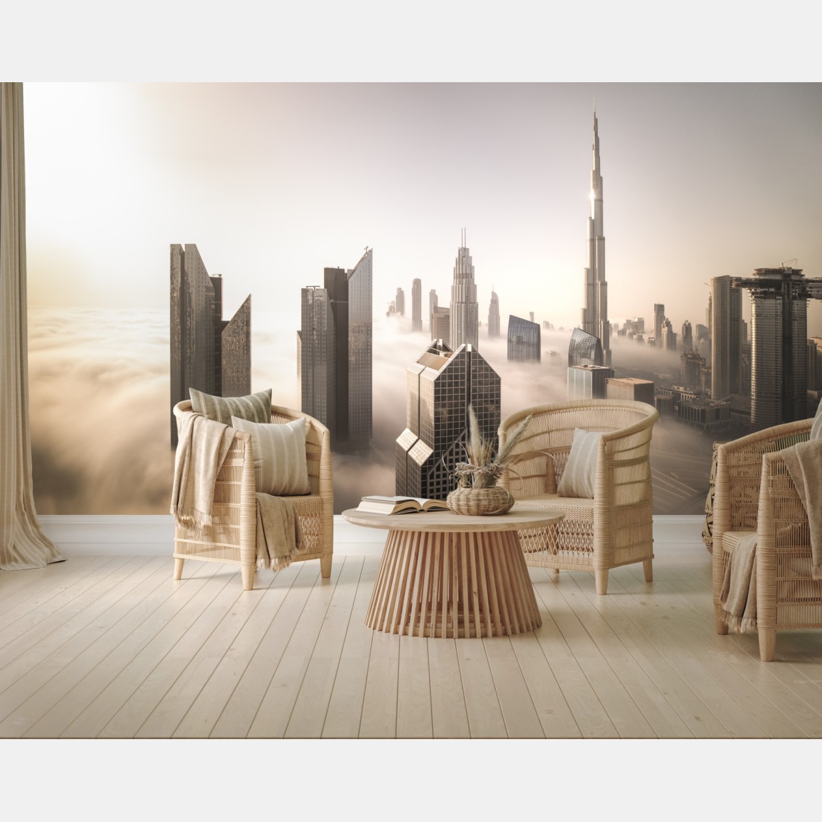 Fototapete neblige Dubai skyline über den wolken – Wallnifity®