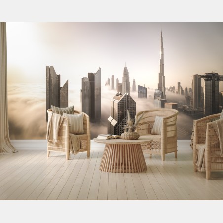 Fototapete neblige Dubai skyline über den wolken – Wallnifity®
