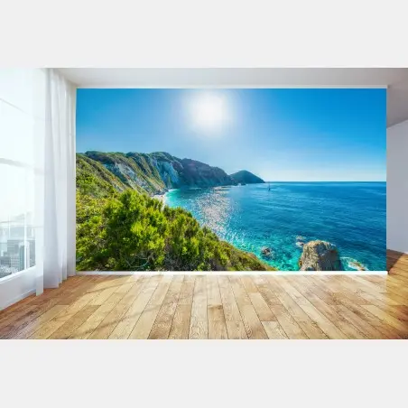 Fototapete sonnige panoramaansicht des strands Sansone, Elba – Wallnifity®