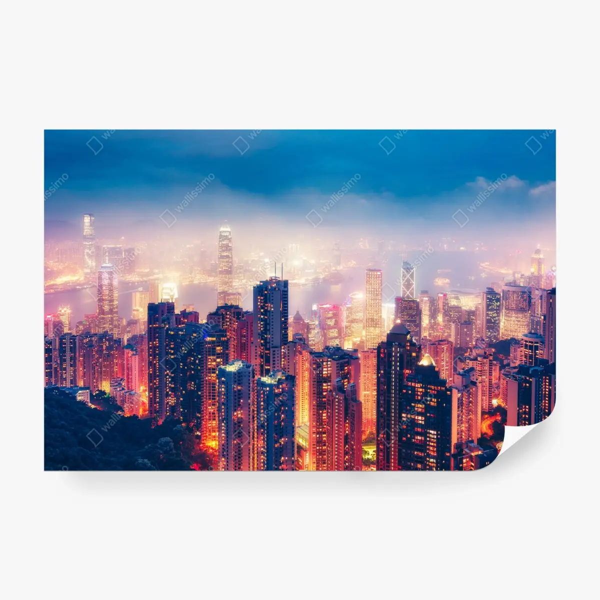 Fototapete Hongkong nächtliche skyline vom Victoria Peak – Wallnifity®