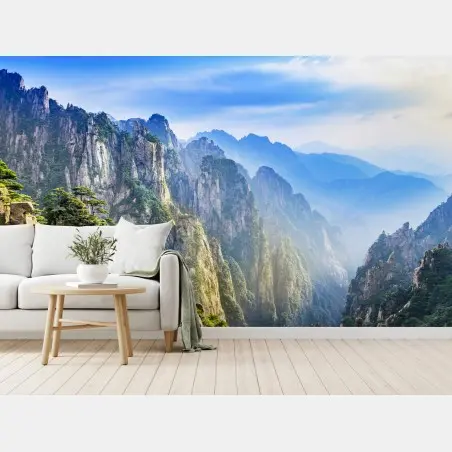 Fototapete nebliges bergpanorama – Wallnifity®