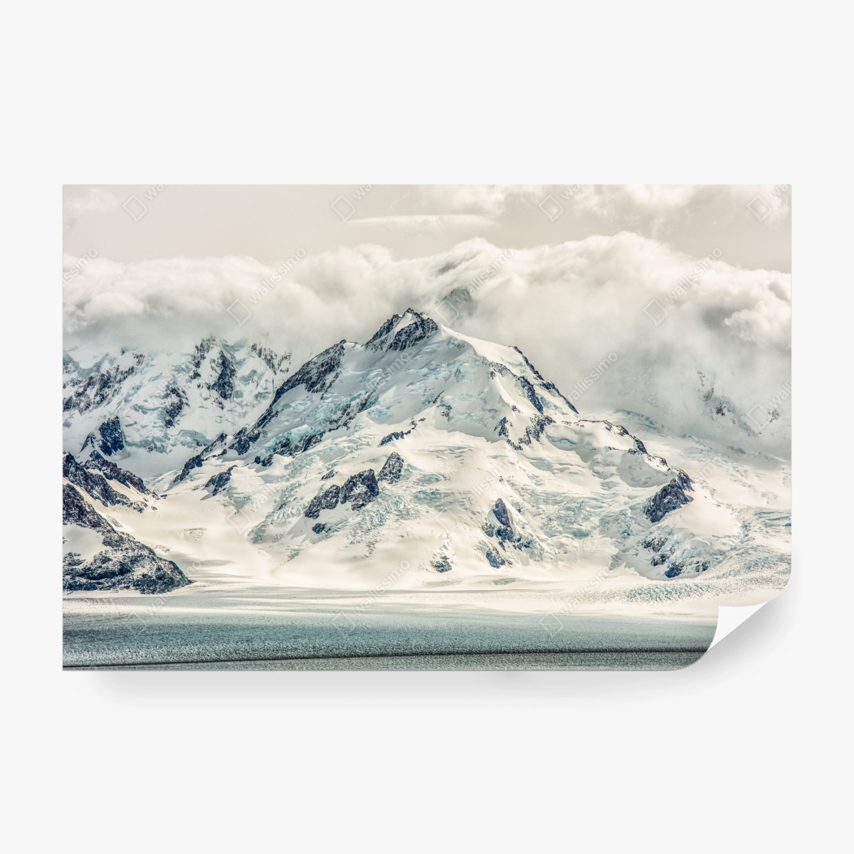 Fototapete schneebedeckter berggipfel mit gletscher – Wallnifity®