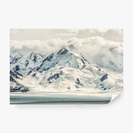 Fototapete schneebedeckter berggipfel mit gletscher – Wallnifity®