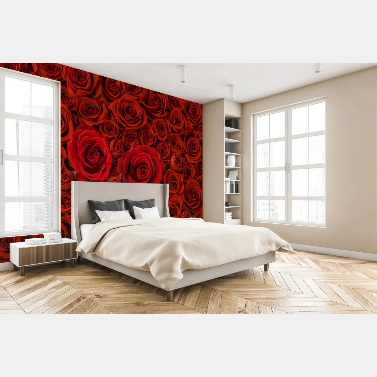 Fototapete prunkvolle collage roter rosen – Wallnifity® Fototapete prunkvolle collage roter rosen – Wallnifity®
