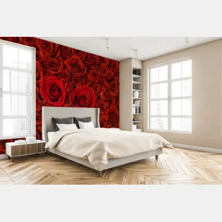 Fototapete prunkvolle collage roter rosen – Wallnifity®