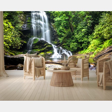 Fototapete ruhiger wasserfall im wald – Wallnifity®