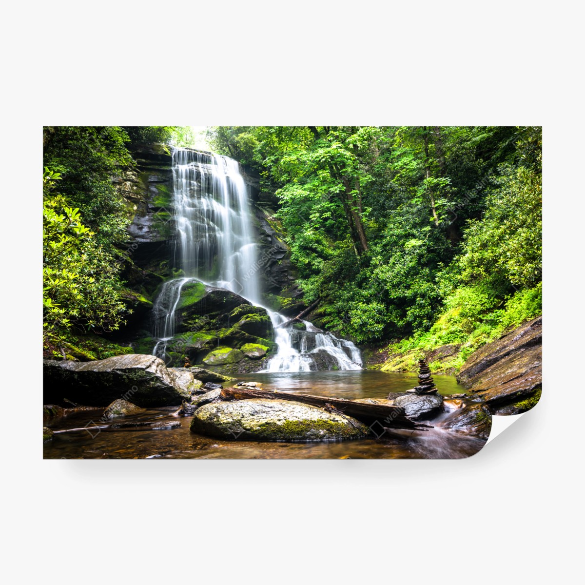 Fototapete ruhiger wasserfall im wald – Wallnifity®