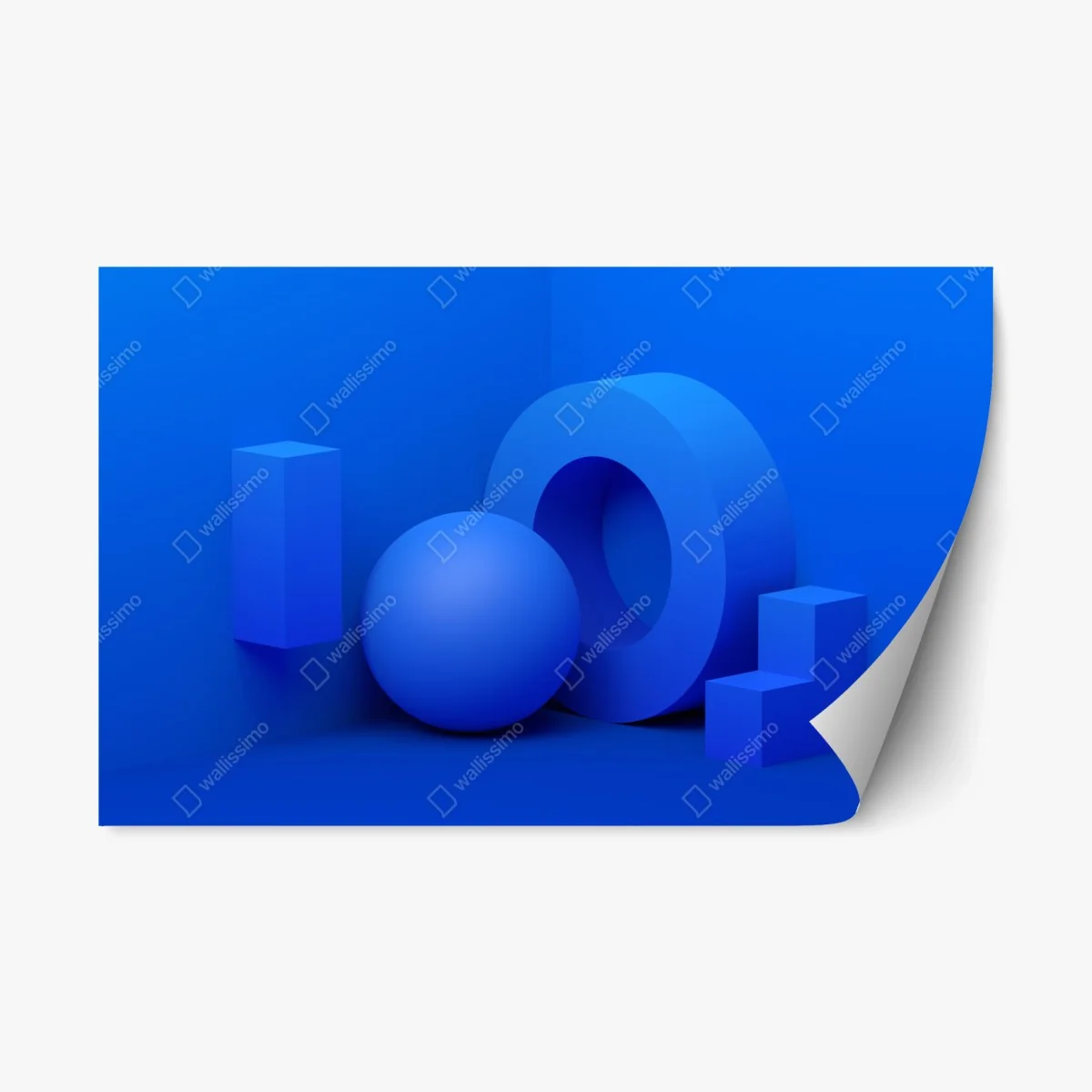 Repositionierbarer Aufkleber blaue geometrische 3d-komposition – Wallnifity® Repositionierbarer Aufkleber blaue geometrische 3d-komposition – Wallnifity®
