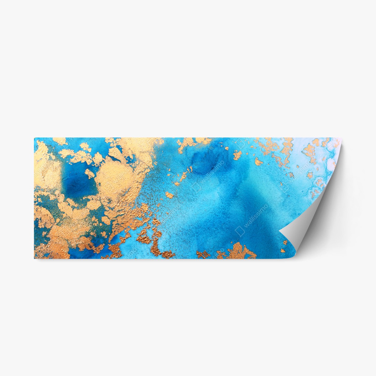 Repositionierbarer Aufkleber blau-gold abstrakte ozeantextur – Wallnifity®