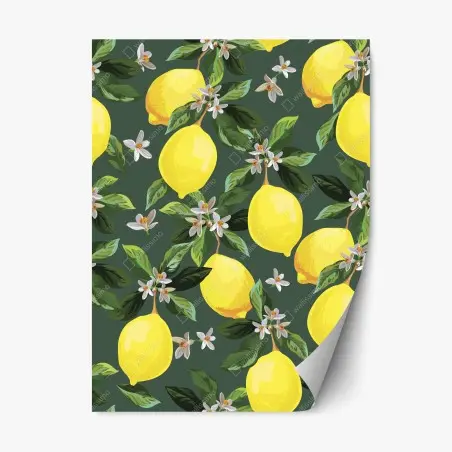 Repositionierbarer Aufkleber botanisches zitronenmuster – Wallnifity®