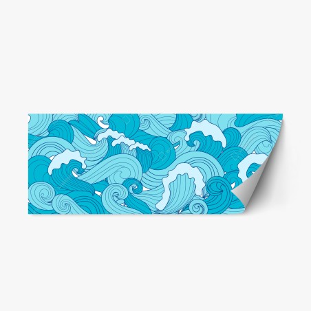 Repositionierbarer Aufkleber blaue ozeanwellen illustration – Wallnifity®