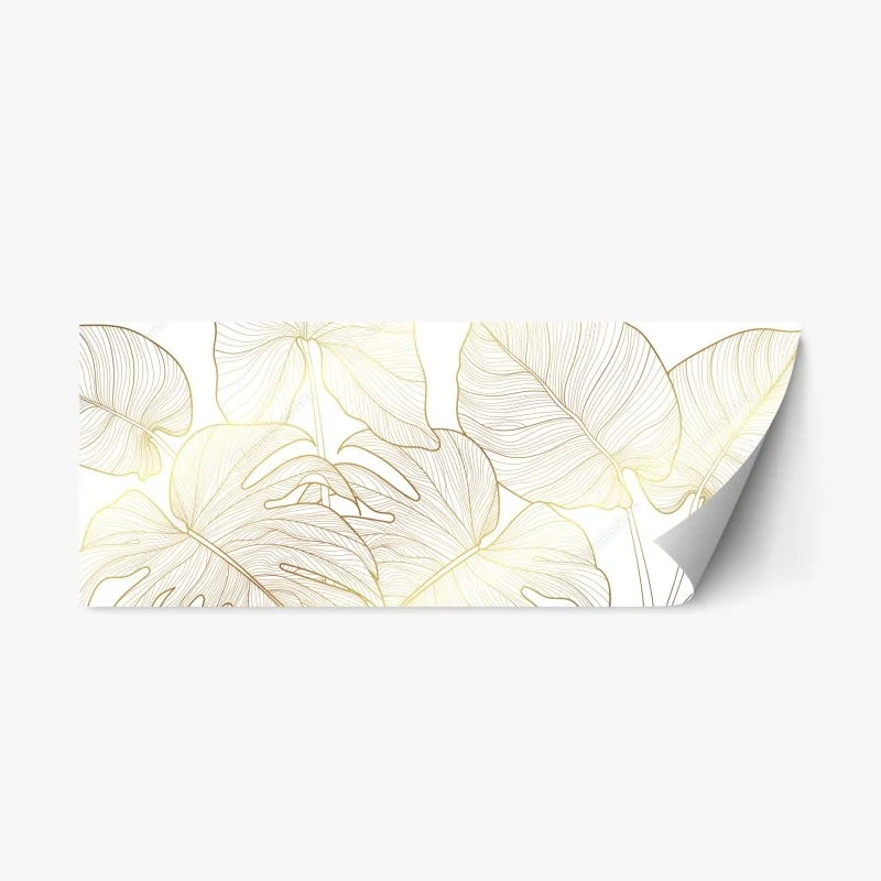 Repositionierbarer Aufkleber goldene botanische blattzeichnung – Wallnifity®