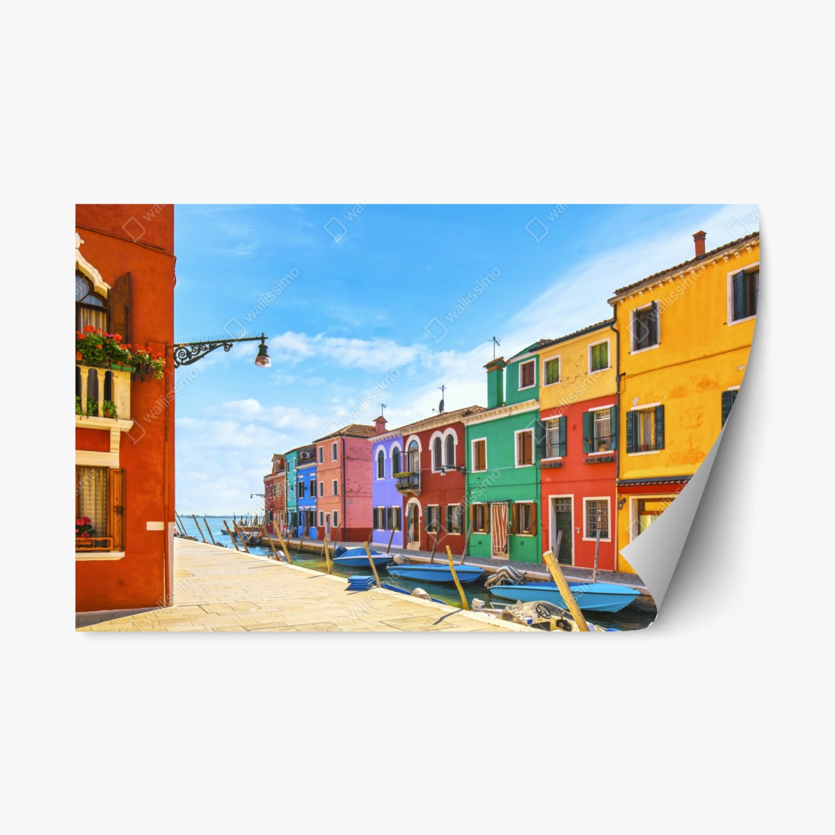 Repositionierbarer Aufkleber bunte kanalhäuser von Burano – Wallnifity®
