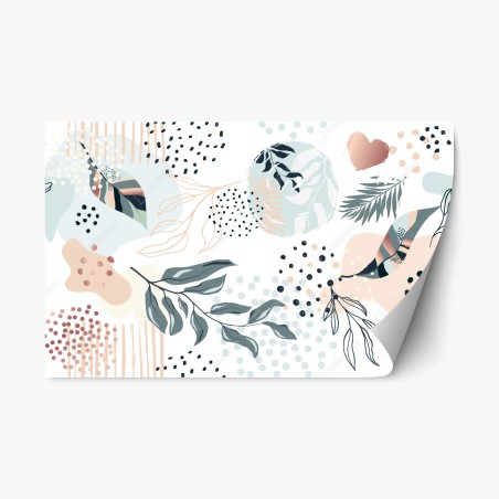 Repositionierbarer Aufkleber pastellfarbenes botanisches abstraktes muster – Wallnifity®