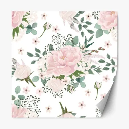 Repositionierbarer Aufkleber zartes rosa pfingstrosenmuster – Wallnifity®